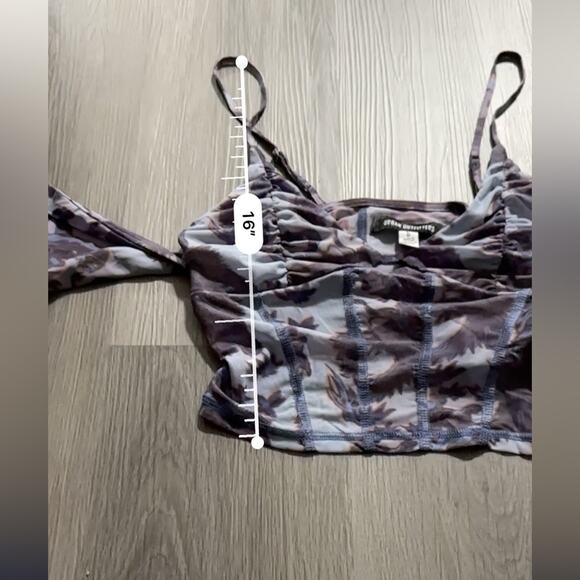 Urban Outfitters UO Ziggy Purple Paisley Print Cold Shoulder Corset‎ Top Size L - Picture 11 of 11